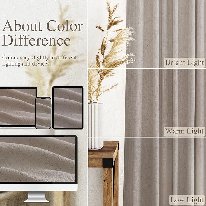 Stone Beige Linen Curtains 84 Inches Long - Image 3