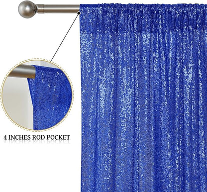 Sugargirl Royal Blue Sequin Backdrop Curtain 4 Panels 2FTx8FT Glitter Royal - Image 4