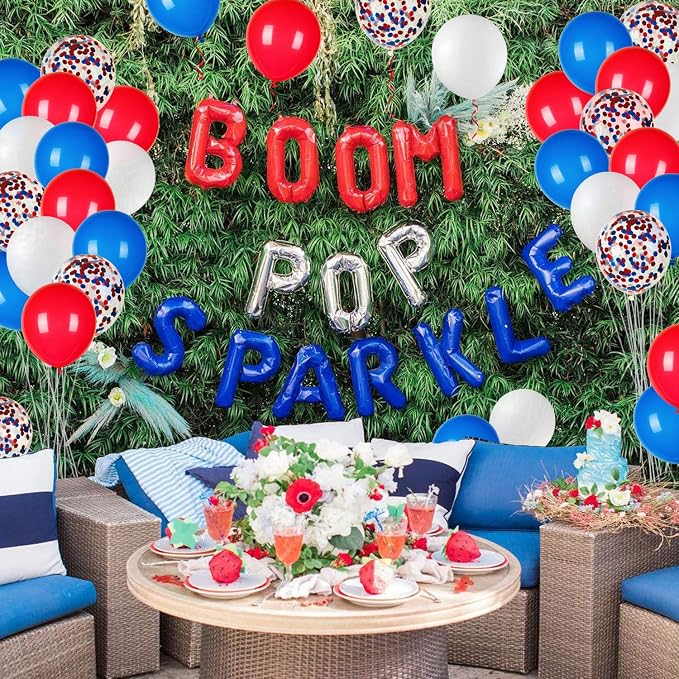 80 PCS Red White Blue Balloons 12 in - Image 5