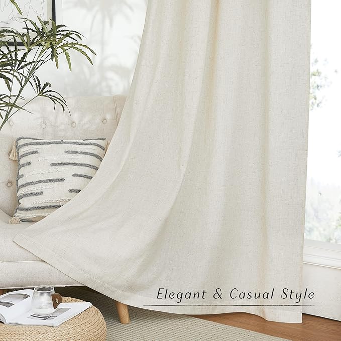 NICETOWN Semi Sheer Boho Linen Curtains - Image 5