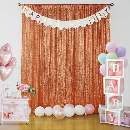 Sugargirl Orange Sequin Backdrop Curtain 2 Panels 2FTx8FT Glitter Orange - Image 7