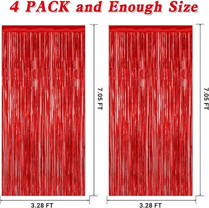 ZATAYE 4 Pack Red Valentines Christmas Foil Curtain Streamer Decorations | Red - Image 2