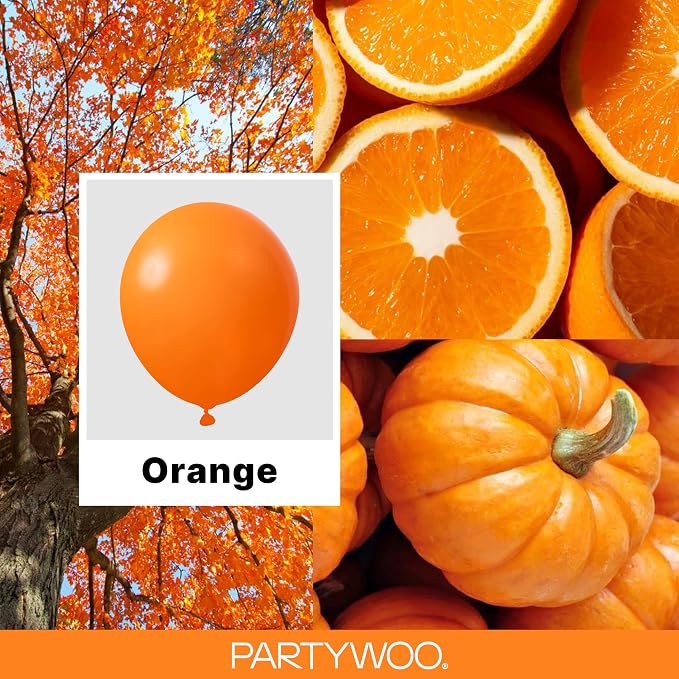 PartyWoo Orange Balloons 155pcs Fall Latex Helium Balloons Different Sizes | 18 - Image 2