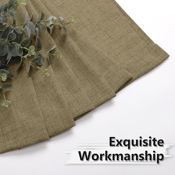 Tollpiz Short Linen Curtains Living Room Rod Pocket Semi Sheer Curtain Burlap - Image 7