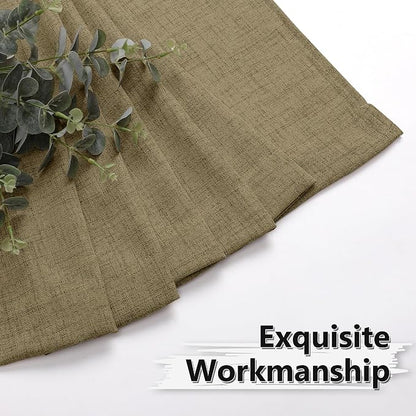 Tollpiz Short Linen Curtains Living Room Rod Pocket Semi Sheer Curtain Burlap - Image 7