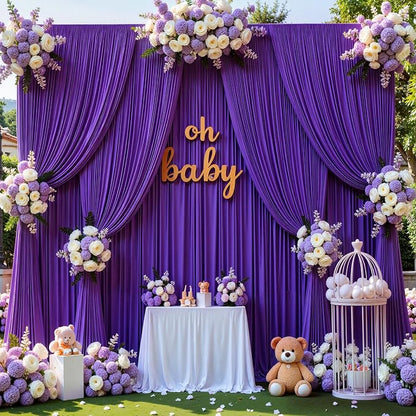 40ft x 10ft Wrinkle Free Purple Backdrop Curtains - Image 7