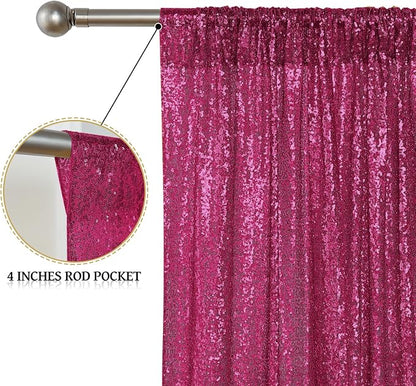 Sugargirl Fuchsia Sequin Backdrop Curtain 2 Panels 2FTx8FT Glitter Fuchsia - Image 4