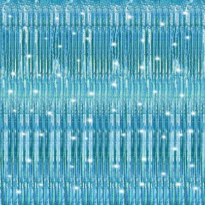 5 Pack 3.3 x 9.9 ft Holographic Blue Tinsel Streamers Party Decorations | Foil by Crosize