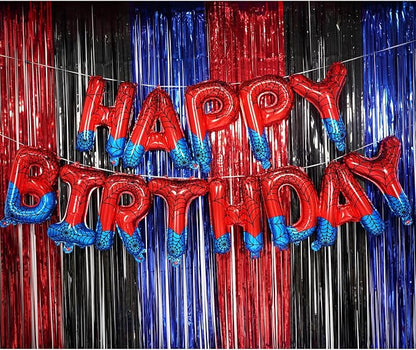 Spider Theme Happy Birthday Banner Party Decorations Balloons Letters Signs - Image 2