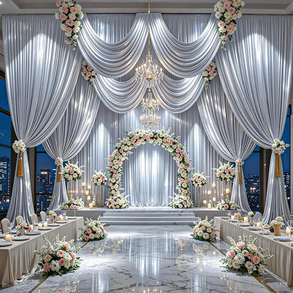 20x10ft Silver Glitter Backdrop Curtain - Image 3