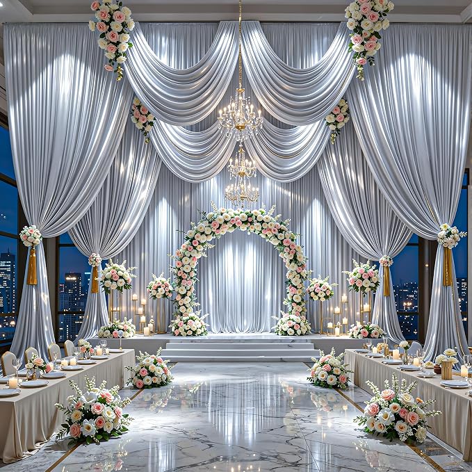 40x10ft Silver Glitter Backdrop Curtain - Image 3
