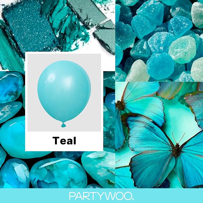 PartyWoo Teal Balloons 152pcs Turquoise Dark Teal Color Different Sizes | 18 12 - Image 2
