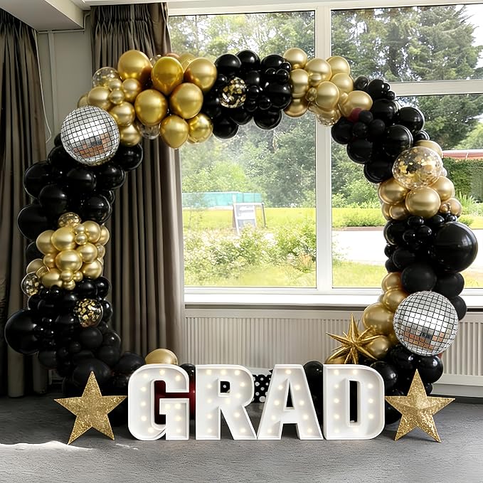 Black and Gold Balloons Garland Arch Kit, 18 12 10 5 Inch Black Metallic Gold - Image 4