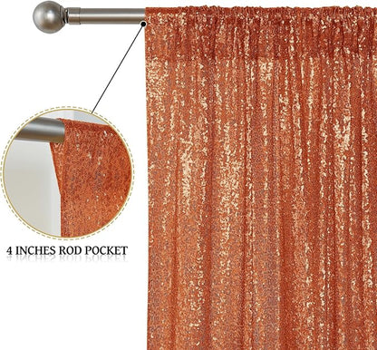Sugargirl Orange Sequin Backdrop Curtain 4FTx8FT Glitter Orange Background - Image 5