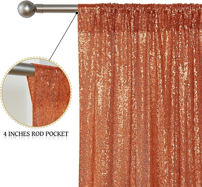 Sugargirl Orange Sequin Backdrop Curtain 4FTx8FT Glitter Orange Background - Image 4