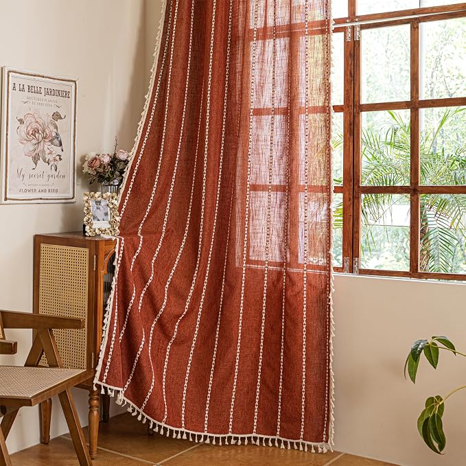 Sutuo Home Boho Linen Curtains for Living Room Dining Room, Farmhouse Light by SutuoHome