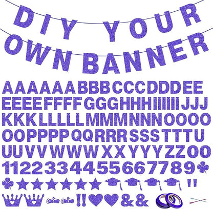 131 PCS Custom Banner 5" DIY Party Letter Banners Personalized Decor | Blue by Unknown
