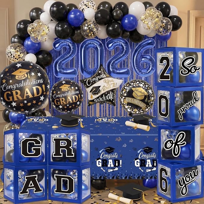 Black and Blue Graduation Decorations Class of 2026 - Image 2