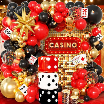 104pcs Casino Party Decorations Balloon Garland Arch Kit by Jenlion