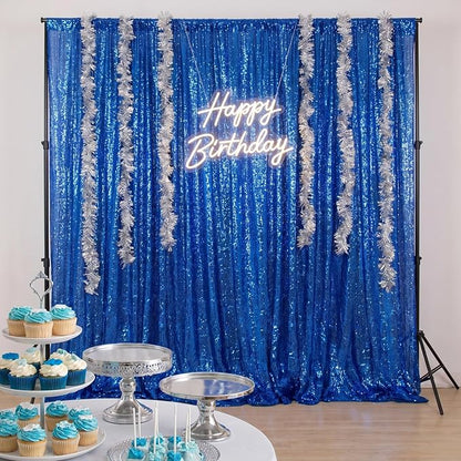 ShinyBeauty 10x10FT Royal Blue Sequin Backdrop Curtain - Image 3