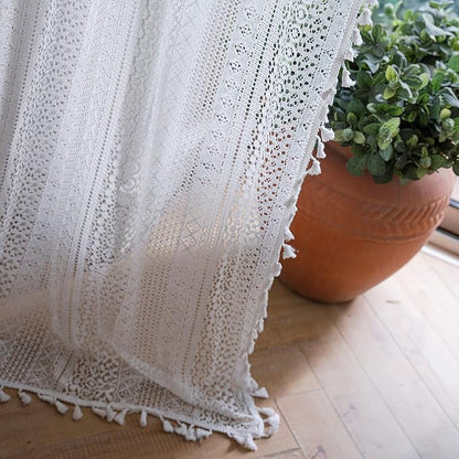 Sutuo Home Boho Sheer Curtain Valance Tier Crochet Lace - Image 2