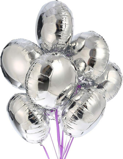 18" Silver Round Shaped Foil Balloons Mylar Helium Balloons - Image 2