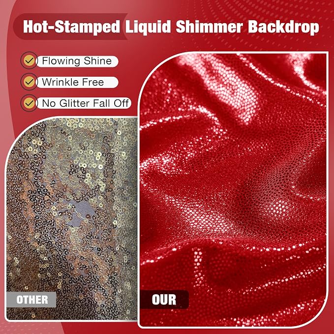 20x10FT Red Sequin Backdrop Curtain - Image 2