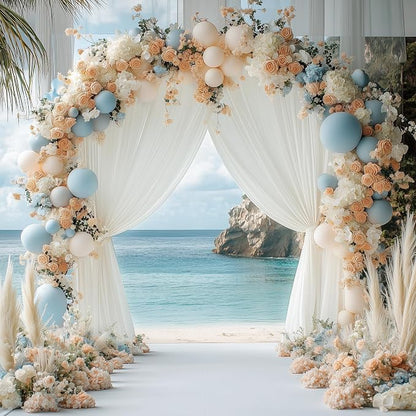 Ivory Backdrop Curtain for Parties Backdrop Drapes, 4 Panel 5x10FT - Image 5