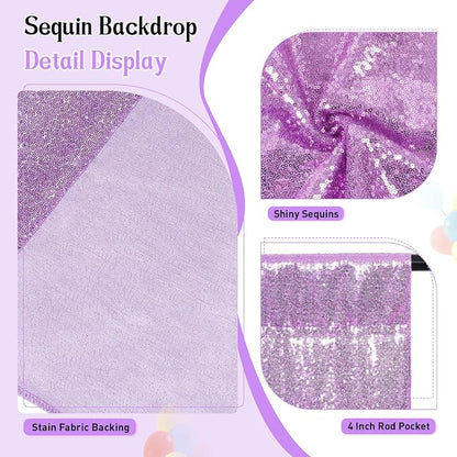 SquarePie 6x8ft Lavender Sequin Backdrop, High Density Non-Transparent Glitter - Image 3