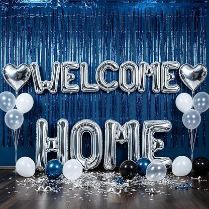 TONIFUL 2 Size Silver WELCOME HOME Foil Letter Balloons Banner Decorations | - Image 7