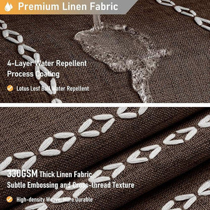 72x96 Extra Long Boho Linen Heavy Duty Cloth Shower Curtain Set, 330GSM Linen - Image 4