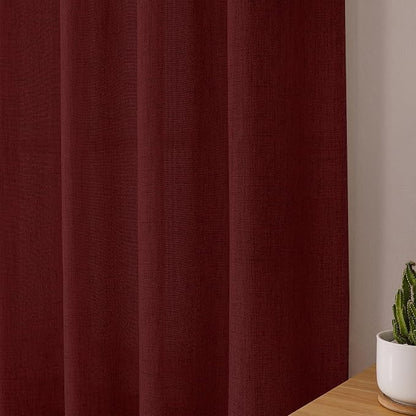 Tollpiz Short Linen Curtain Bedroom Rod Pocket Semi Sheer Curtains Burlap Light - Image 8