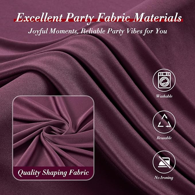 50 ft x 10 ft Wrinkle Free Maroon Backdrop Curtain - Image 4