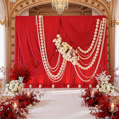 40ft x 10ft Wrinkle Free Red Backdrop Curtains - Image 3