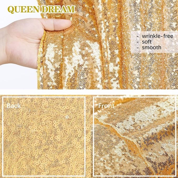 Gold Sequin Backdrop Curtains 2 Panels 2FTx8FT Glitter Gold Photo Backdrop | - Image 3