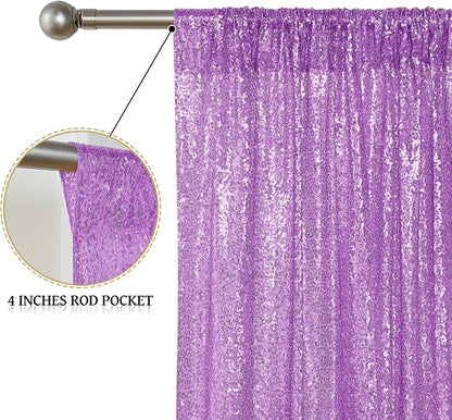 Sugargirl Lavender Purple Sequin Backdrop Curtain 2 Panels 2FTx8FT Glitter - Image 4