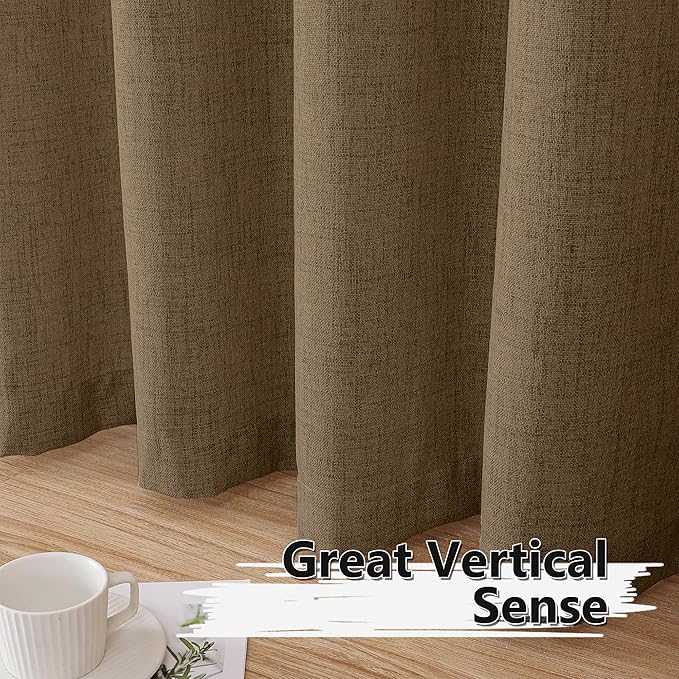Tollpiz Linen Tier Curtains Rod Pocket Semi Sheer Short Kitchen Curtain Half - Image 4