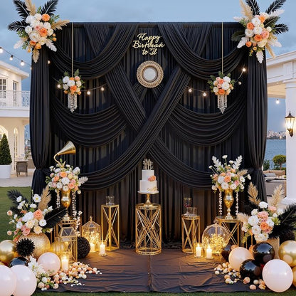 60 ft x 10 ft Wrinkle Free Black Backdrop Curtain - Image 2