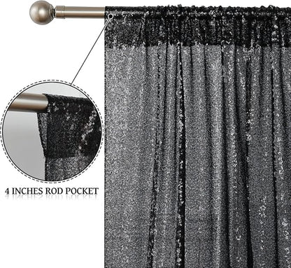 Sugargirl Halloween Black Sequin Backdrop Curtain 6 Panels 2FTx8FT Glitter - Image 4