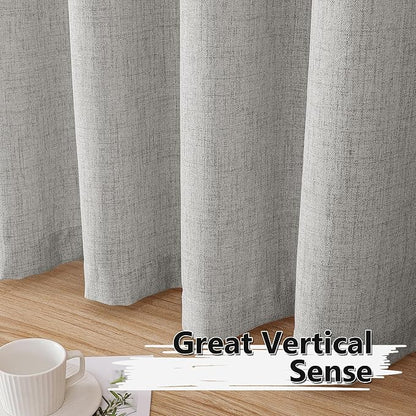 Tollpiz Linen Tier Curtains Rod Pocket Semi Sheer Short Kitchen Curtain Half - Image 4