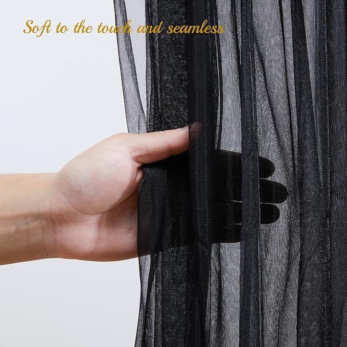 20x8ft Black Tulle Backdrop Curtain - Image 6