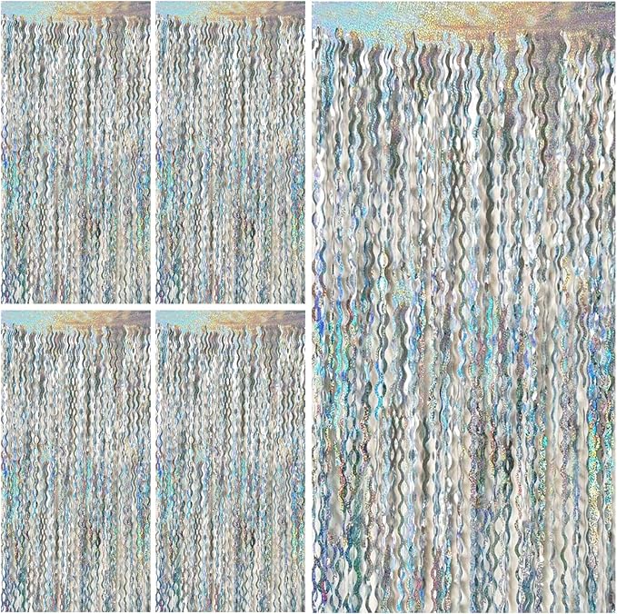 Tinsel Foil Fringe Curtains Wavy Backdrop by BOMSI