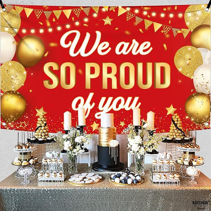 KatchOn Red We are So Proud of You Banner 72x44 Inch | Graduation Banner - Image 3