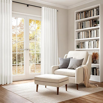 Beige White Linen Curtains 84 Inch Length - Image 6