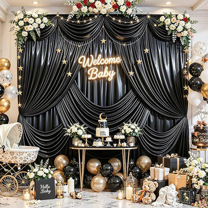 20x10ft Black Glitter Backdrop Curtain - Image 6