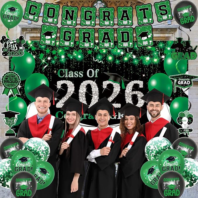 DARUNAXY Green Graduation Party Decorations, 2026 Congrats Grad Honeycomb - Image 6