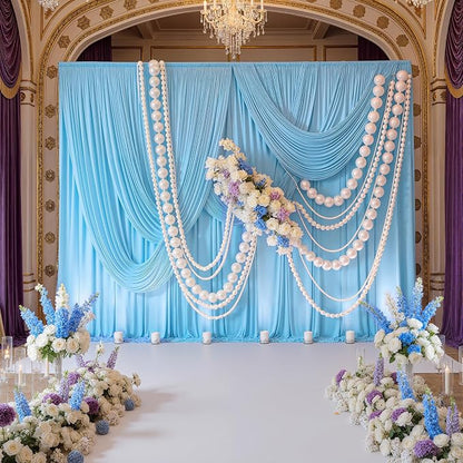 40ftx10ft Wrinkle Free Baby Blue Backdrop Curtains - Image 3