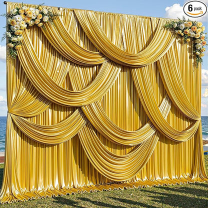 30x10ft Dark Gold Glitter Backdrop Curtain by Partisky