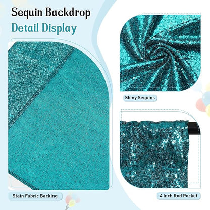 SquarePie 7x7ft Teal Sequin Backdrop, High Density Non-Transparent Glitter - Image 3