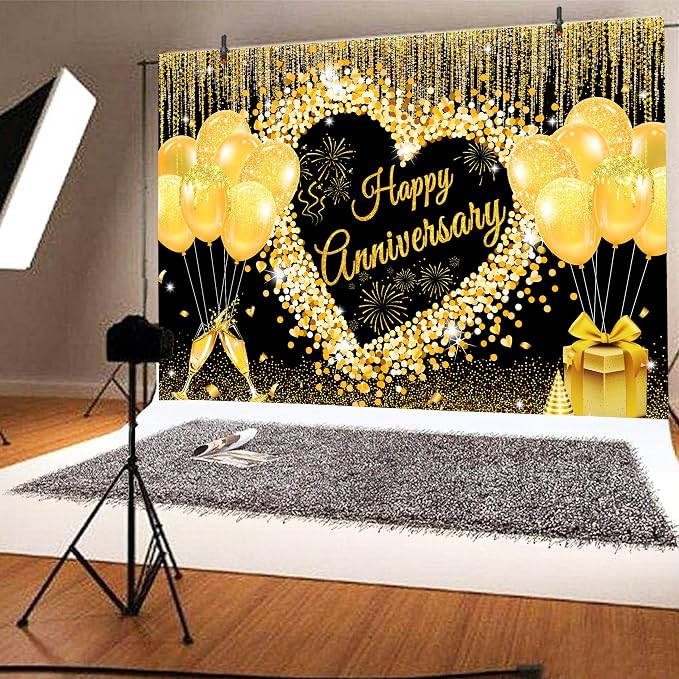 10x8 ft Floral Anniversary Backdrop Banner - Image 5
